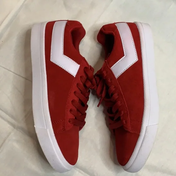 Women's PONY Classic Low Red Suede Shoes Size 7.5 - Picture 7 of 13